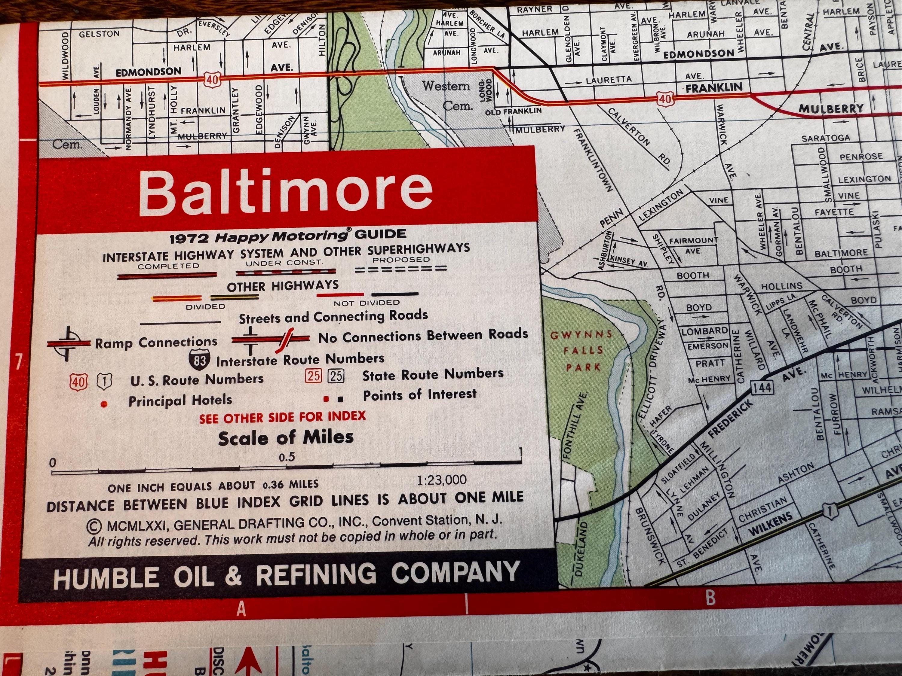 Vintage Road Map Lot – Ohio, Baltimore, DC, Pittsburgh, Idaho, Wyoming