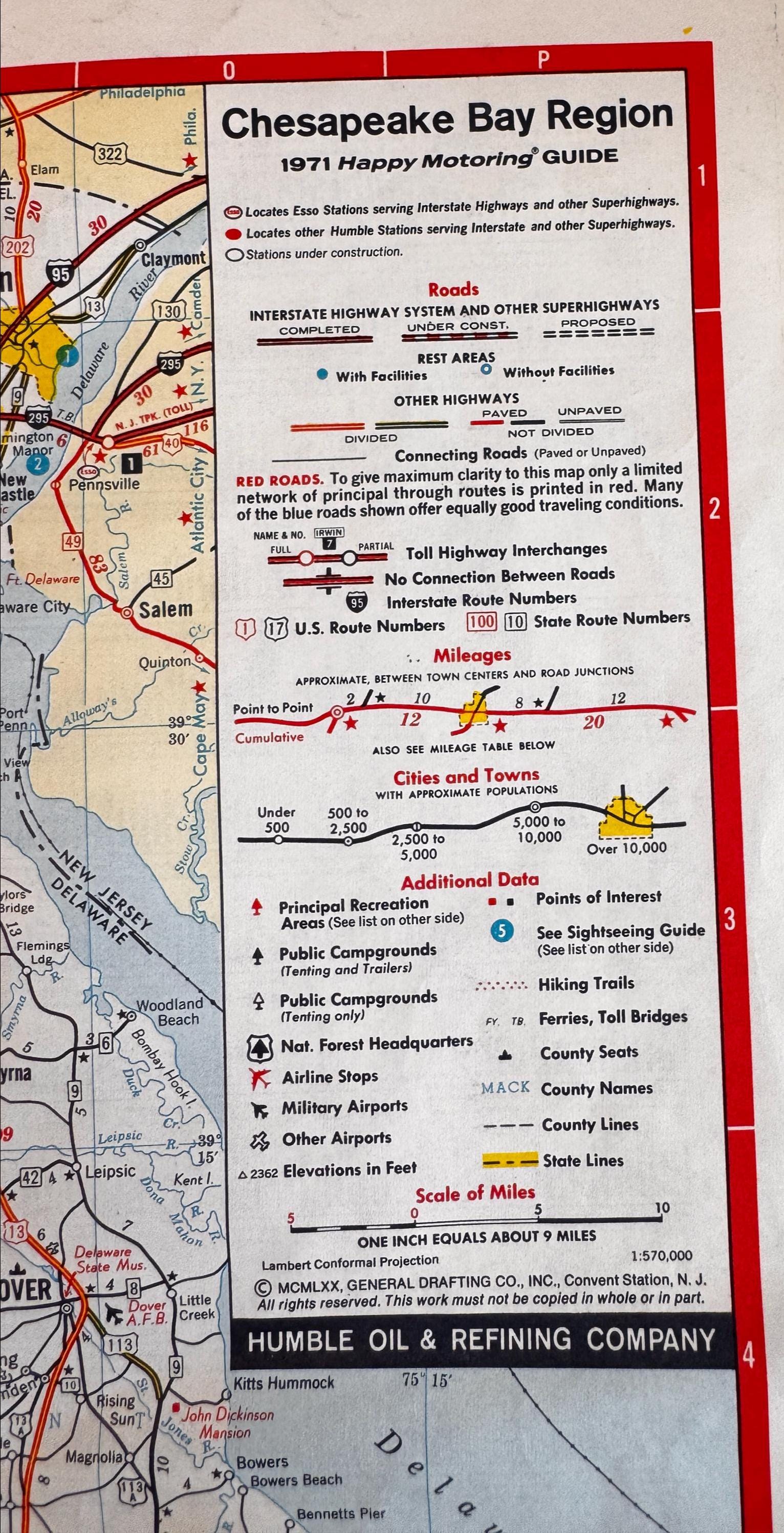 Vintage Road Map Lot – Delaware/Chesapeake Bay Region, Ohio, Pittsburgh, Washington/Oregon