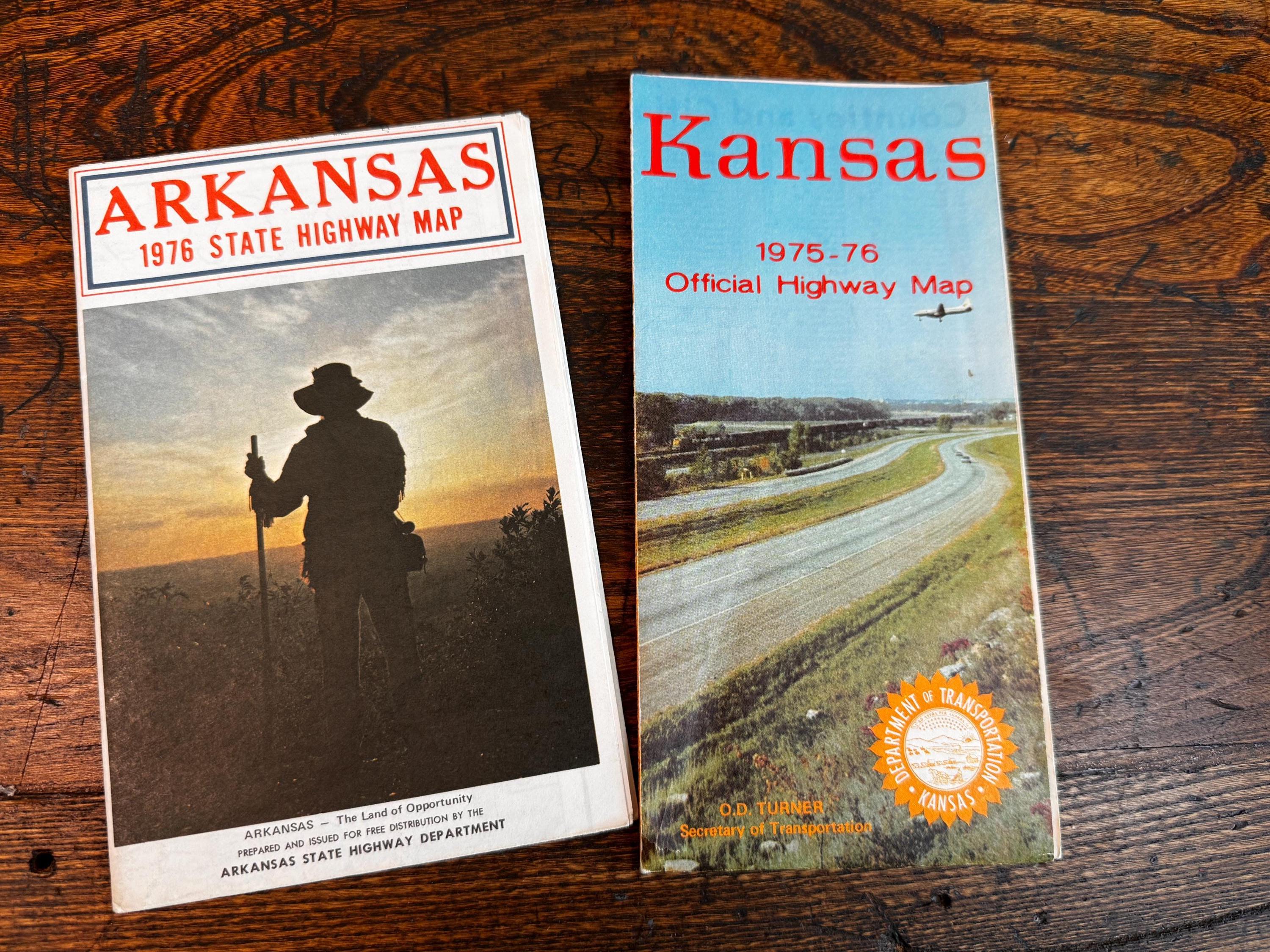 Vintage Kansas & Arkansas Highway Map Set