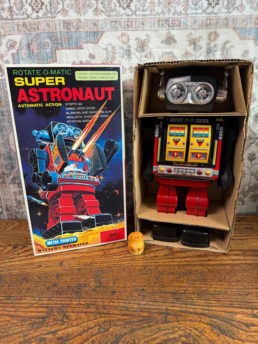 Vintage SH Rotate-O-Matic Super Astronaut Robot w/ Original Box | Made in Japan Working