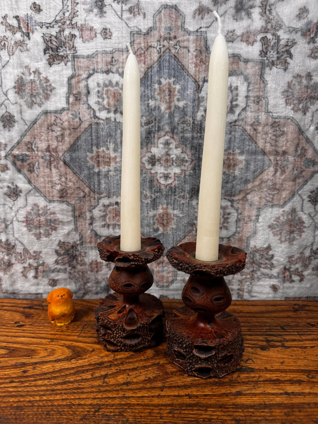 Western Australian Banksia Nut Candlestick Holders by Terry Wilson | Handmade Pair