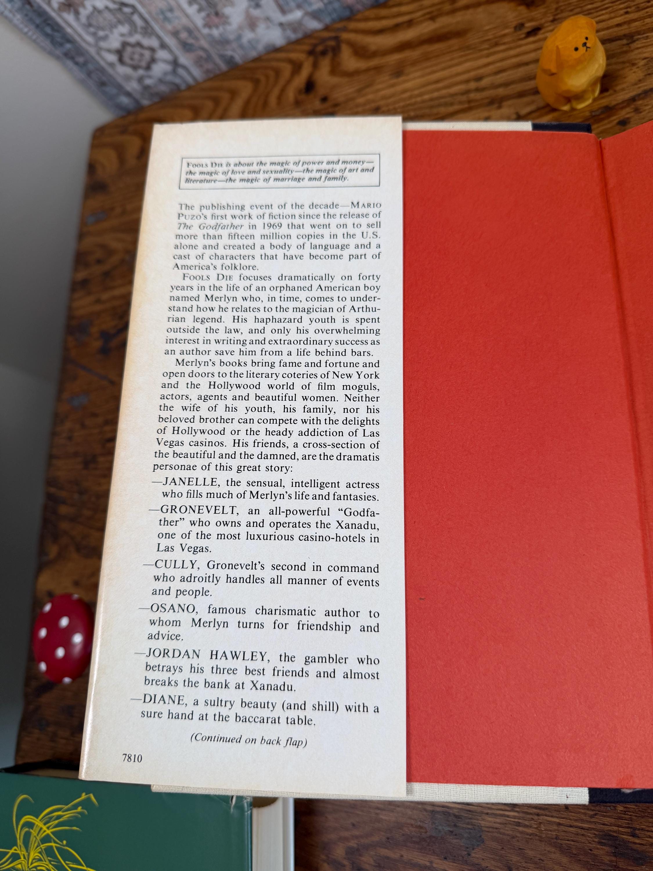 Fools Die by Mario Puzo | Hardcover 1978