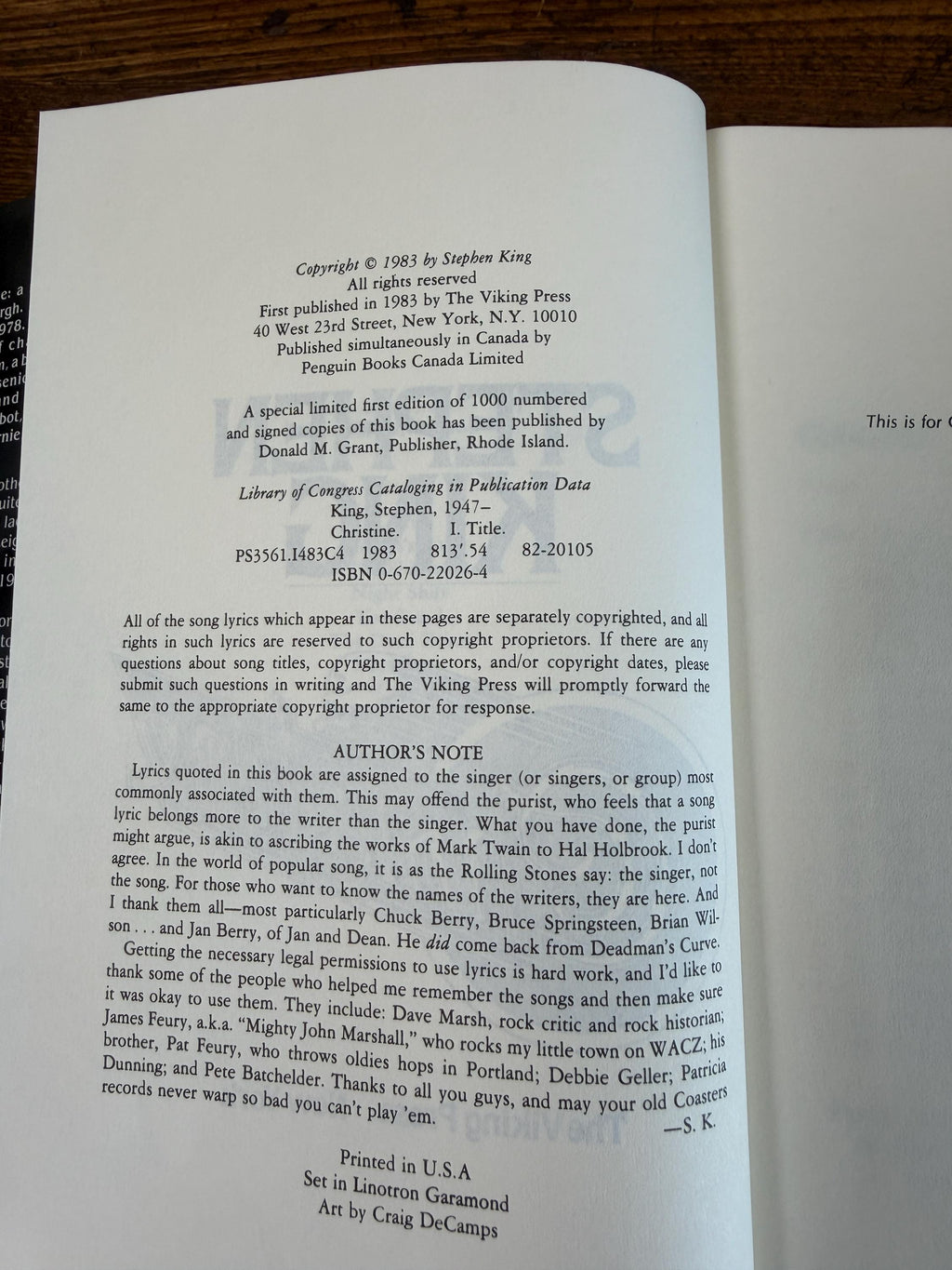 Christine by Stephen King | Hardback Book Club Edition 1983
