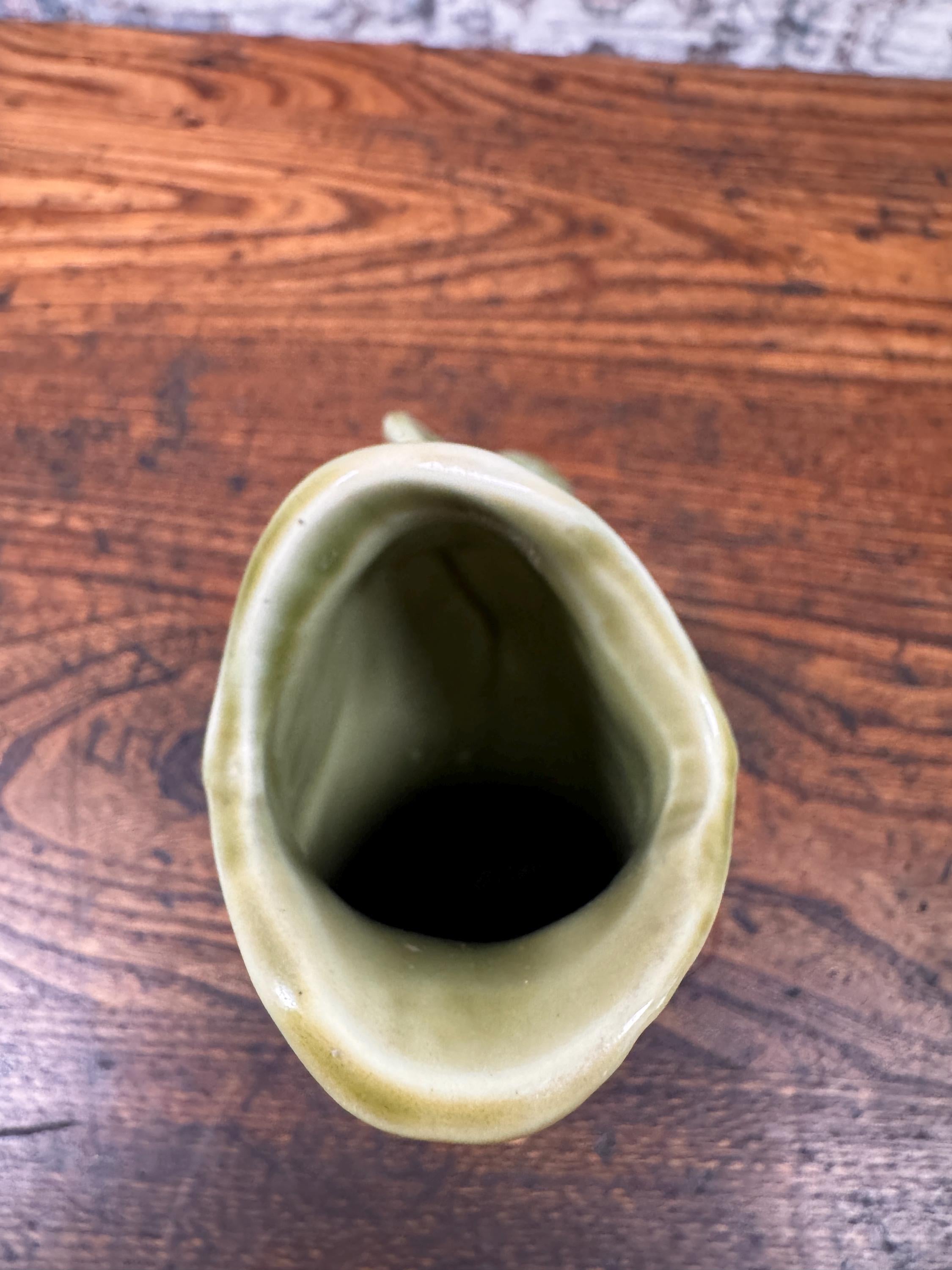 Staffordshire Green Fish Jug Pitcher | Vintage English Pottery