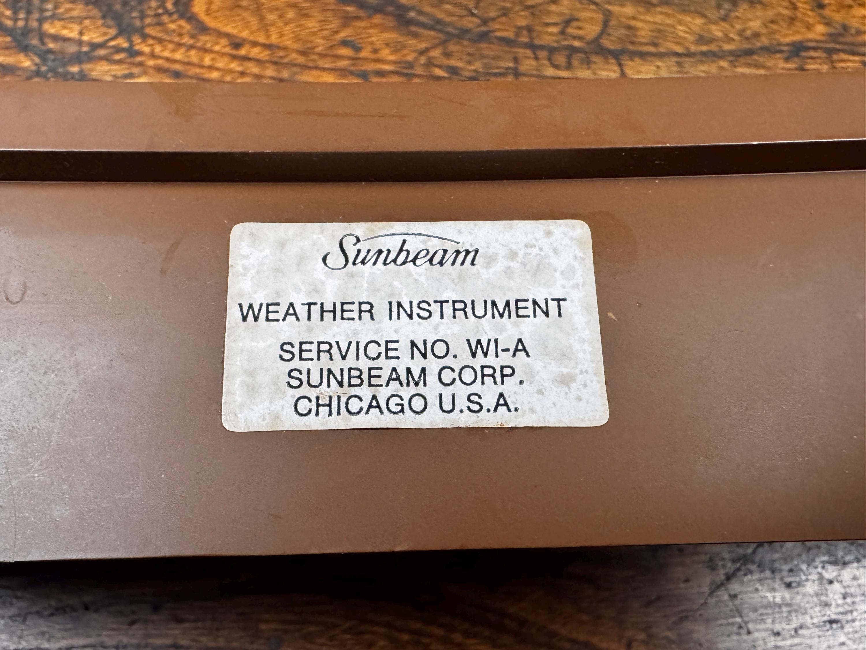 Vintage Sunbeam Weather Instrument WI-A Barometer Thermometer Hygrometer Mid Century