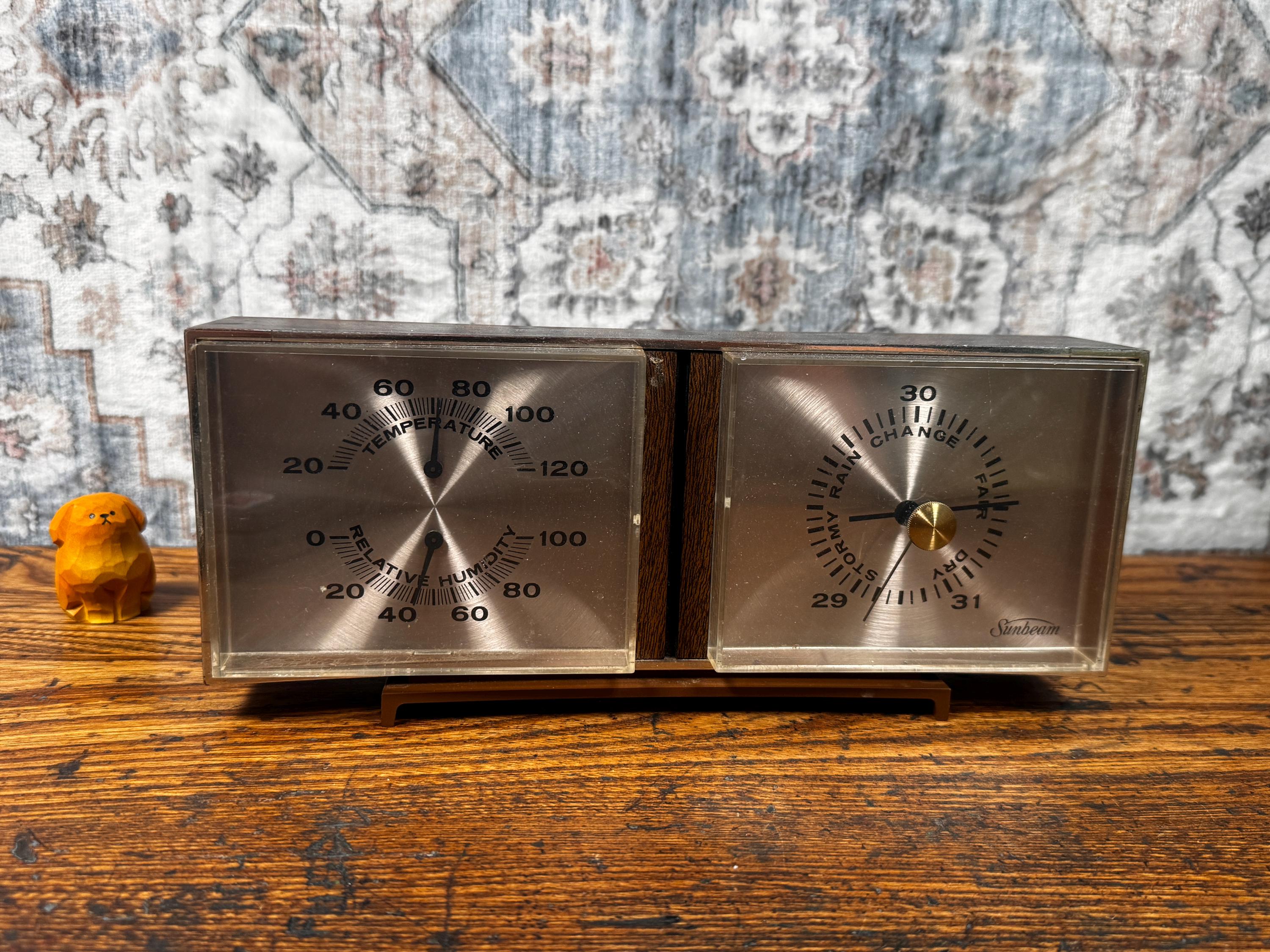 Vintage Sunbeam Weather Instrument WI-A Barometer Thermometer Hygrometer Mid Century
