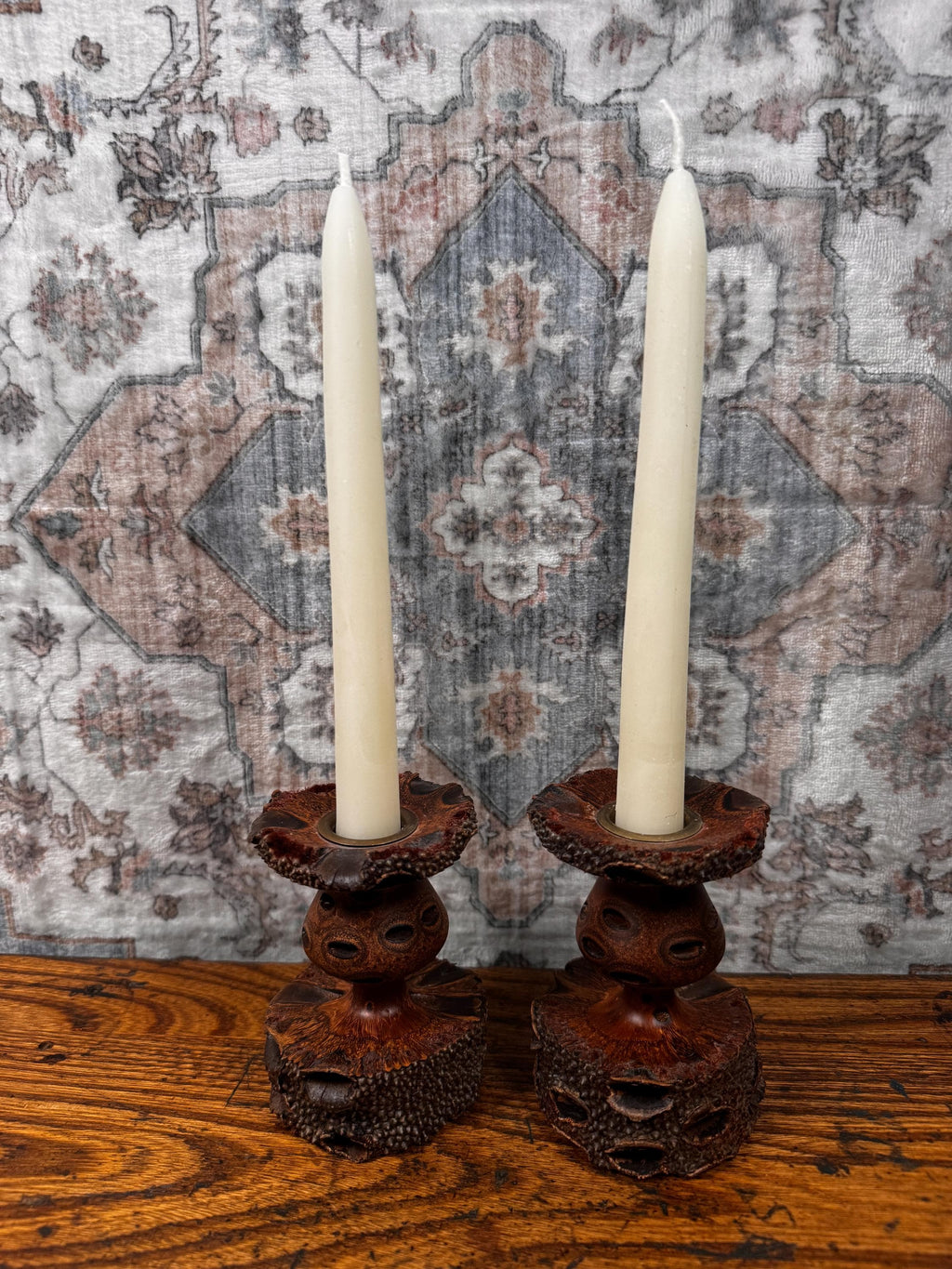 Western Australian Banksia Nut Candlestick Holders by Terry Wilson | Handmade Pair