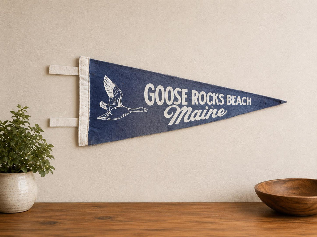 Vintage Goose Rocks Beach Felt Pennant