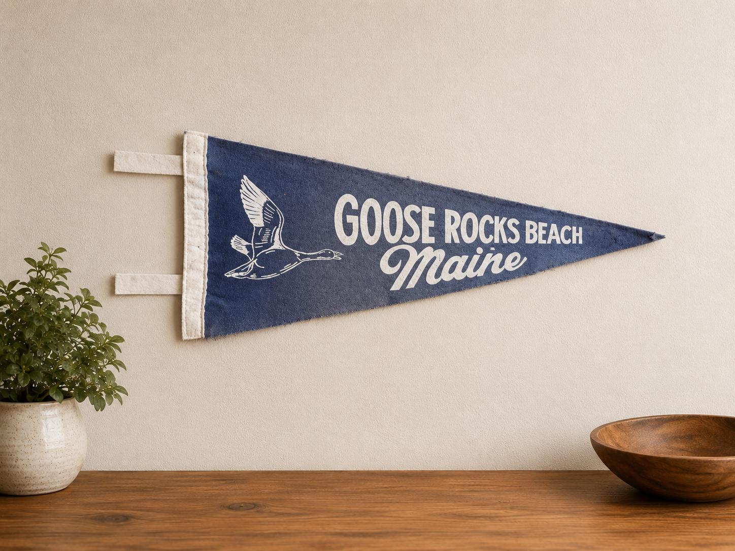Vintage Goose Rocks Beach Felt Pennant