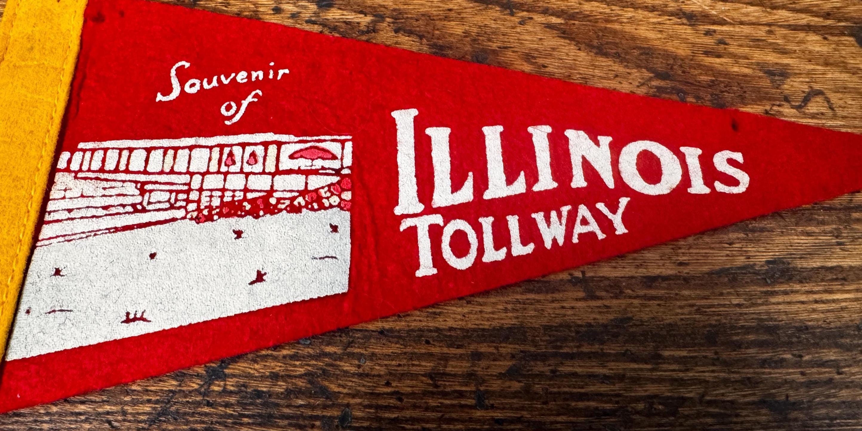 Vintage Illinois Tollway Felt Pennant