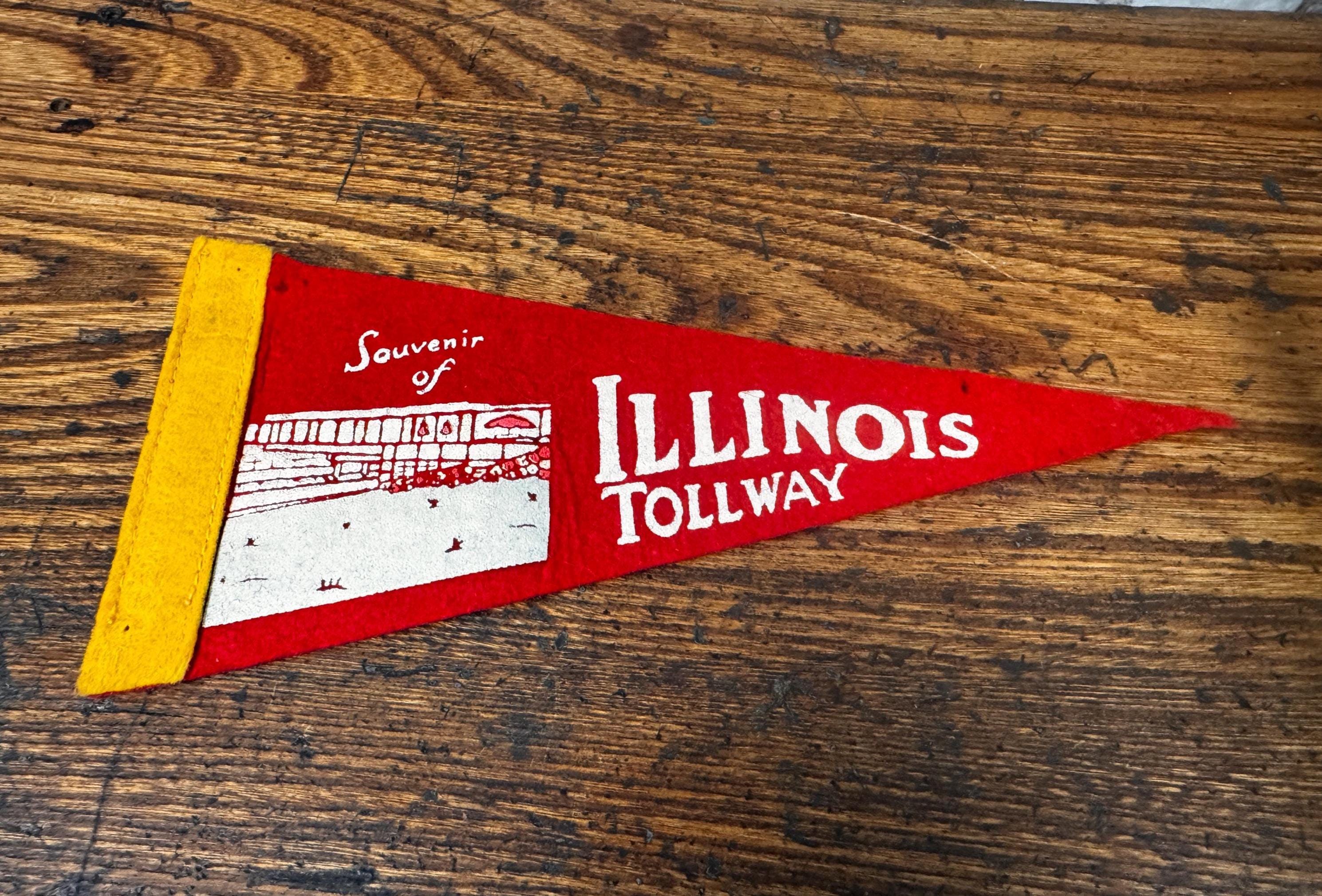 Vintage Illinois Tollway Felt Pennant