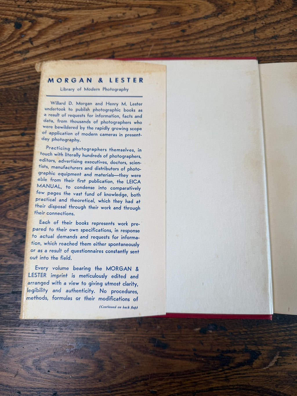 The Leica Manual by Willard D. Morgan & Henry M. Lester | Hardback 1947