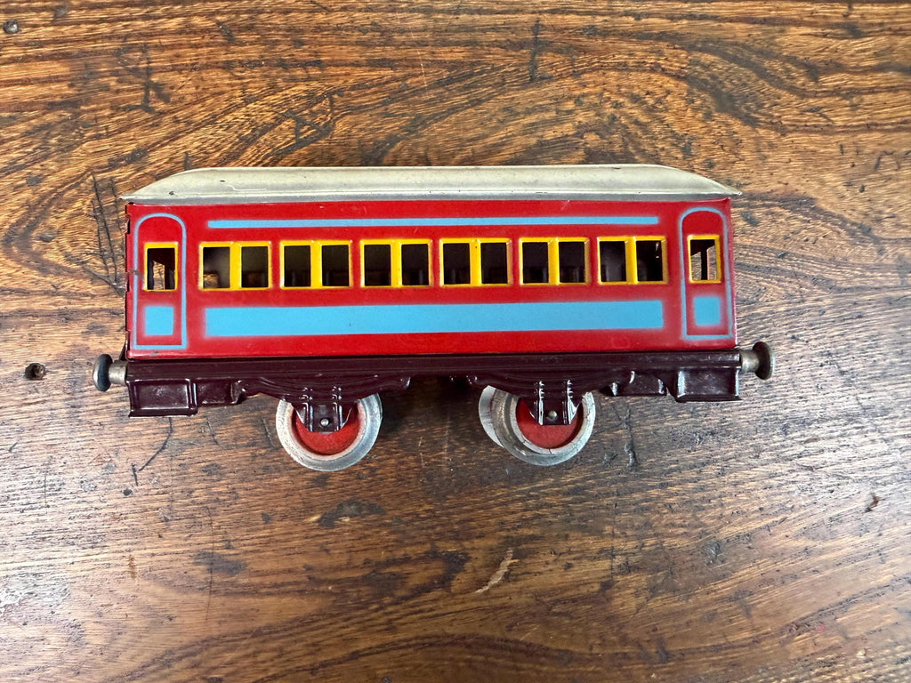 Vintage Marx O Gauge Tin Passenger Cars Set of 4 | Lithographed Train Coaches | Mid Century Toy Train