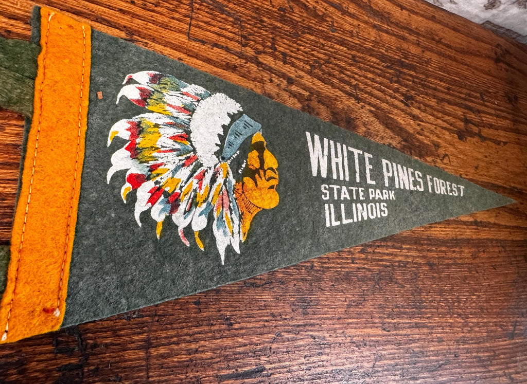 Vintage White Pines Forest Felt Pennant