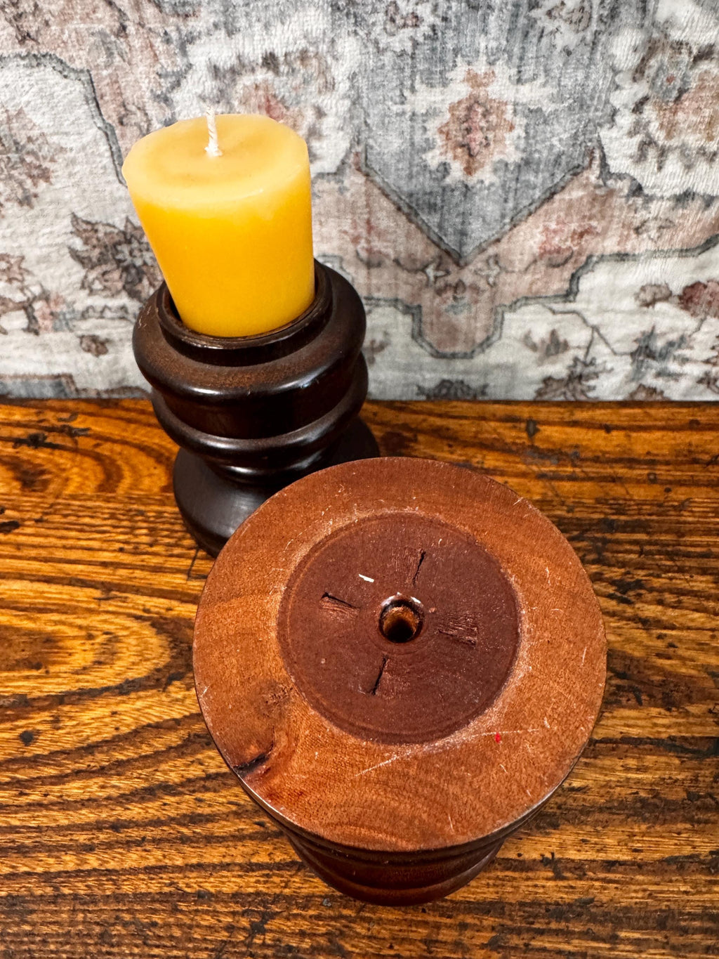 Vintage Turned Wood Votive Candle Holder