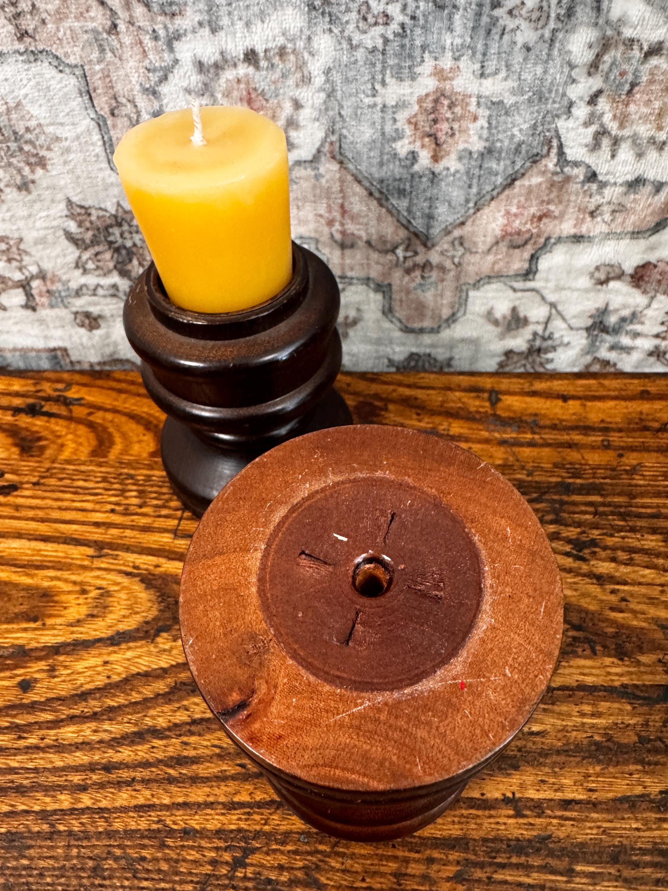 Vintage Turned Wood Votive Candle Holder