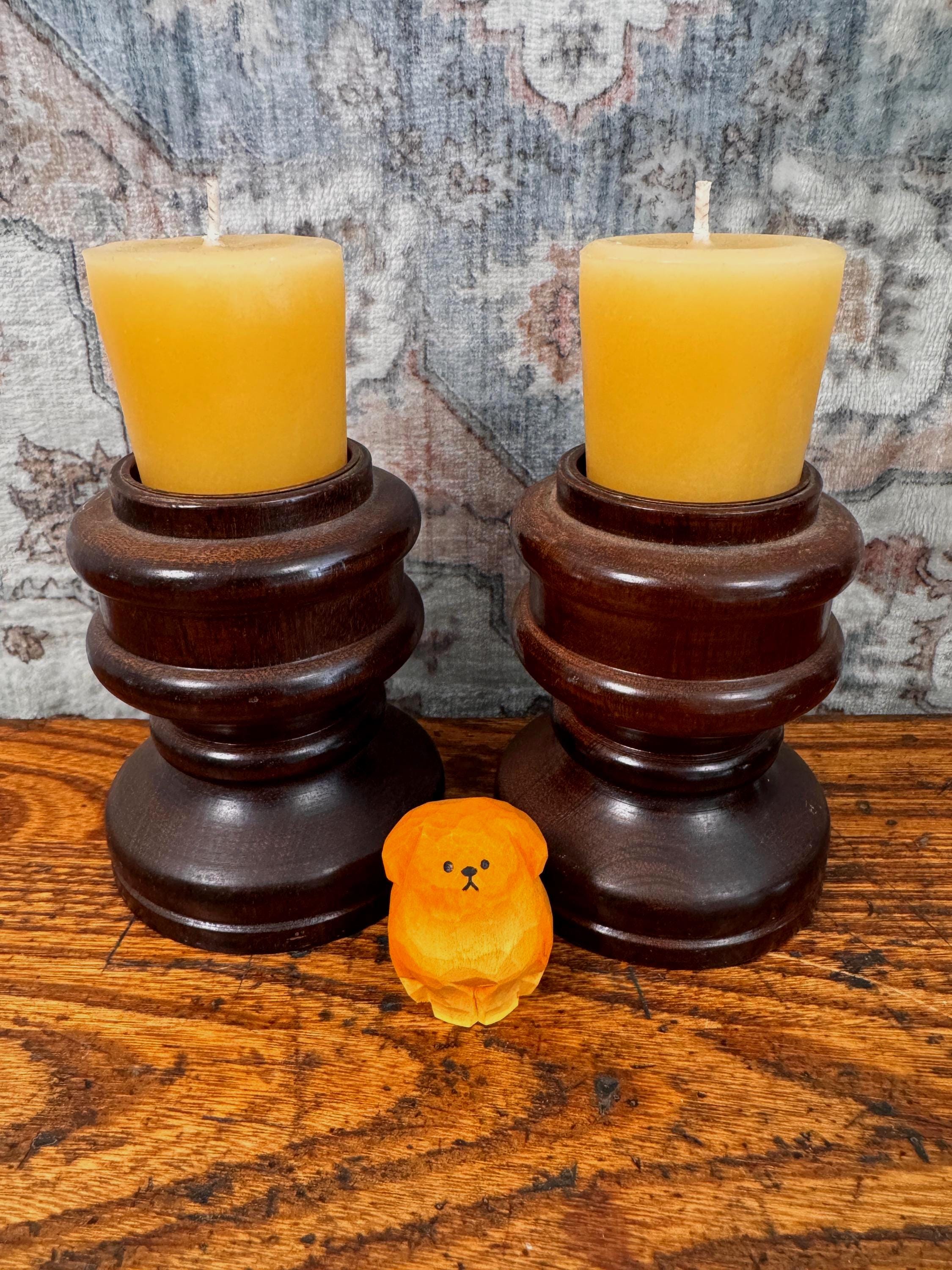 Vintage Turned Wood Votive Candle Holder