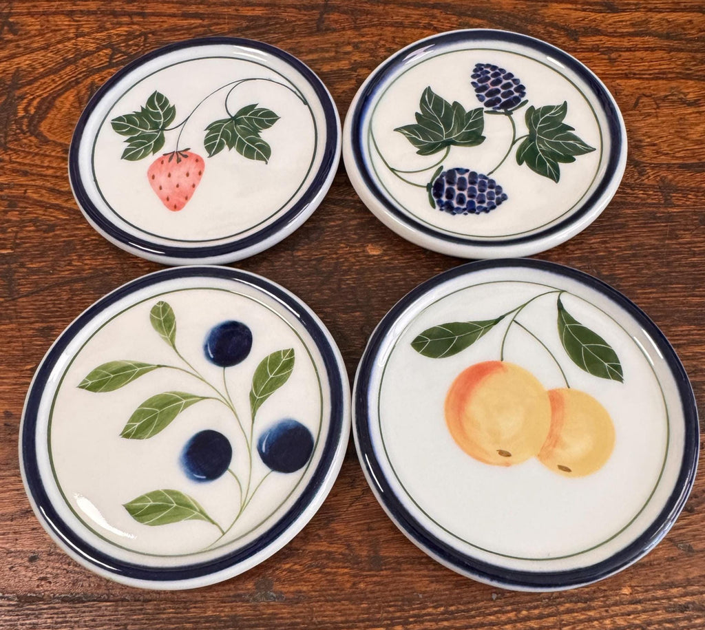 Dansk Hand Painted Fruit Coaster Set