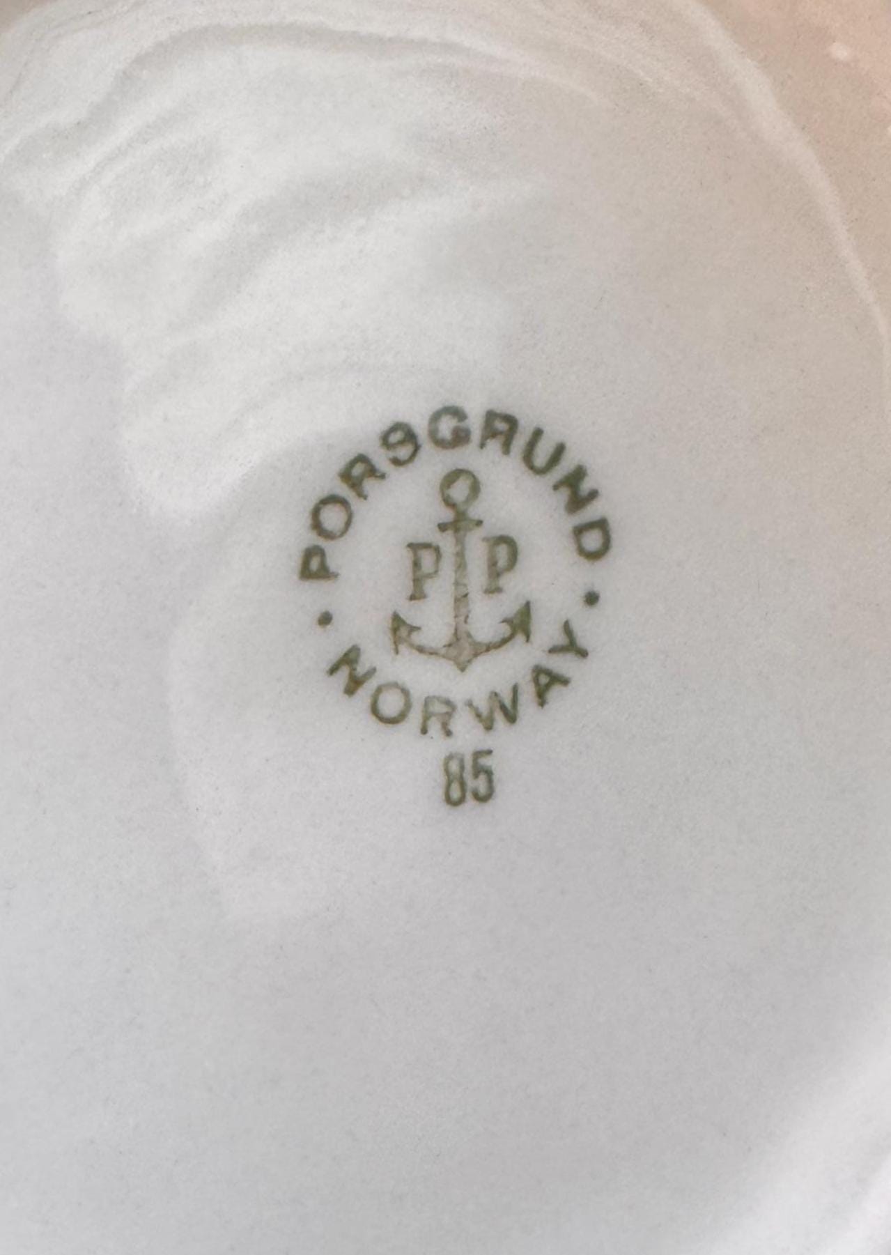 Vintage Porsgrund Norway Cunard Blue Porcelain Commemorative Vase