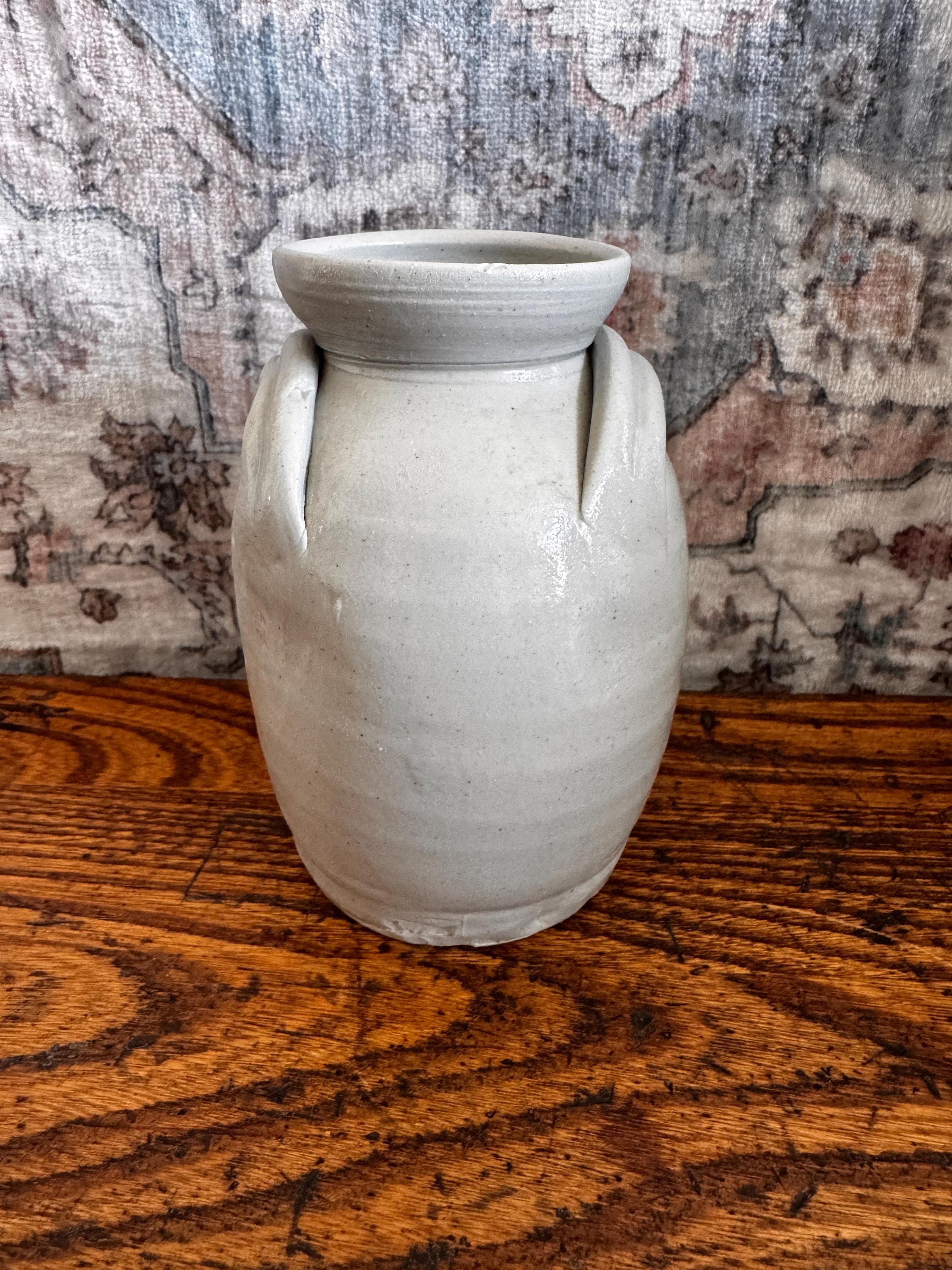 Vintage Williamsburg Pottery Salt Glazed Cobalt Floral Jug