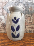 Vintage Williamsburg Pottery Salt Glazed Cobalt Floral Jug