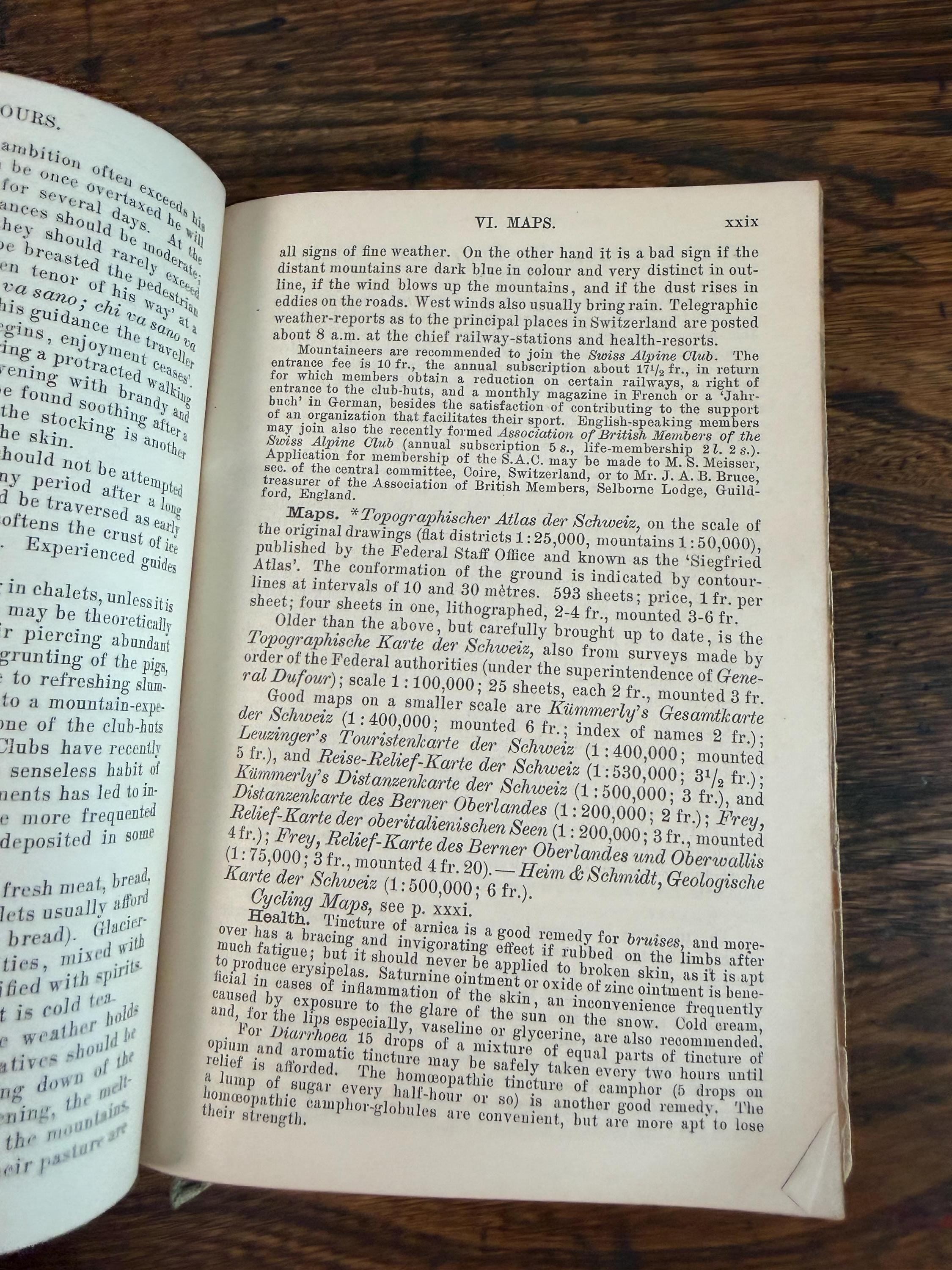Antique 1913 Baedeker Switzerland Travel Guide Karl Baedeker Red Hardcover