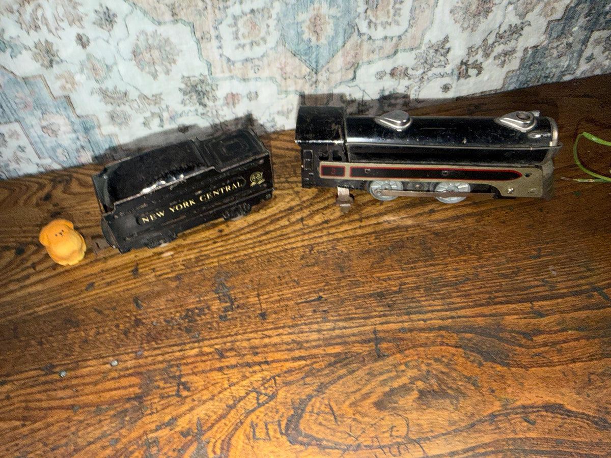 Vintage Marx Marlines Electric Train | New York Central Tin Locomotive and Tender | O Gauge