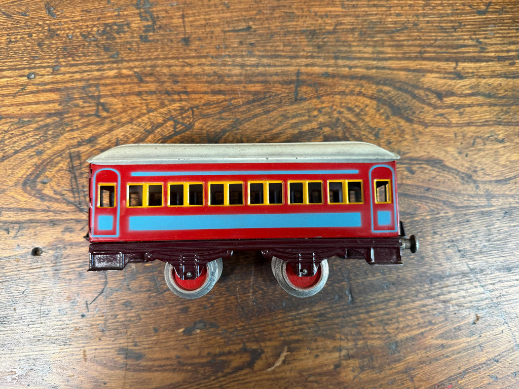 Vintage Marx O Gauge Tin Passenger Cars Set of 4 | Lithographed Train Coaches | Mid Century Toy Train