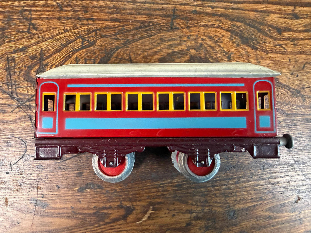 Vintage Marx O Gauge Tin Passenger Cars Set of 4 | Lithographed Train Coaches | Mid Century Toy Train