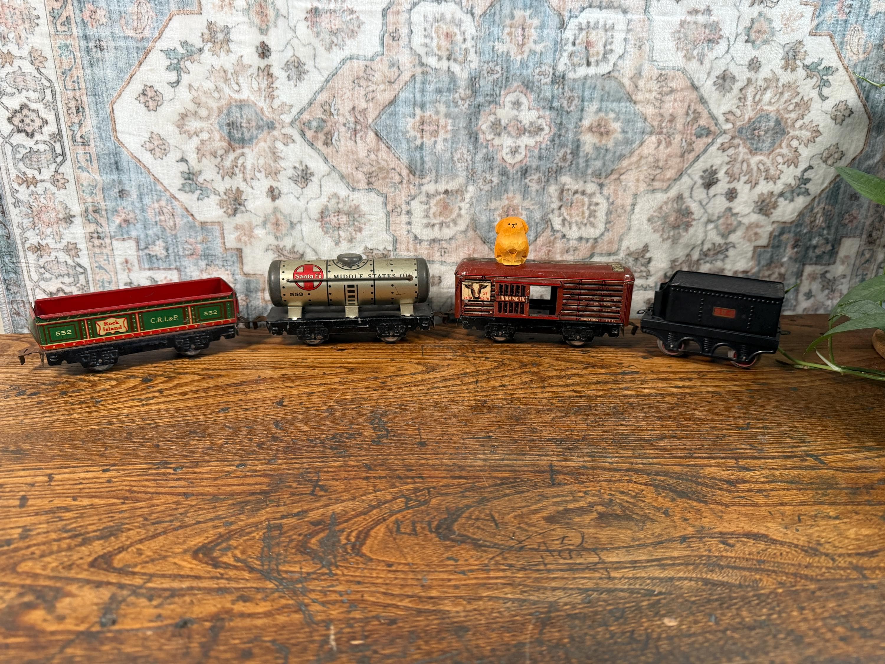 Vintage Marx O Gauge Freight Car Set | Rock Island Gondola Santa Fe Tank Union Pacific Stock Car & Tender