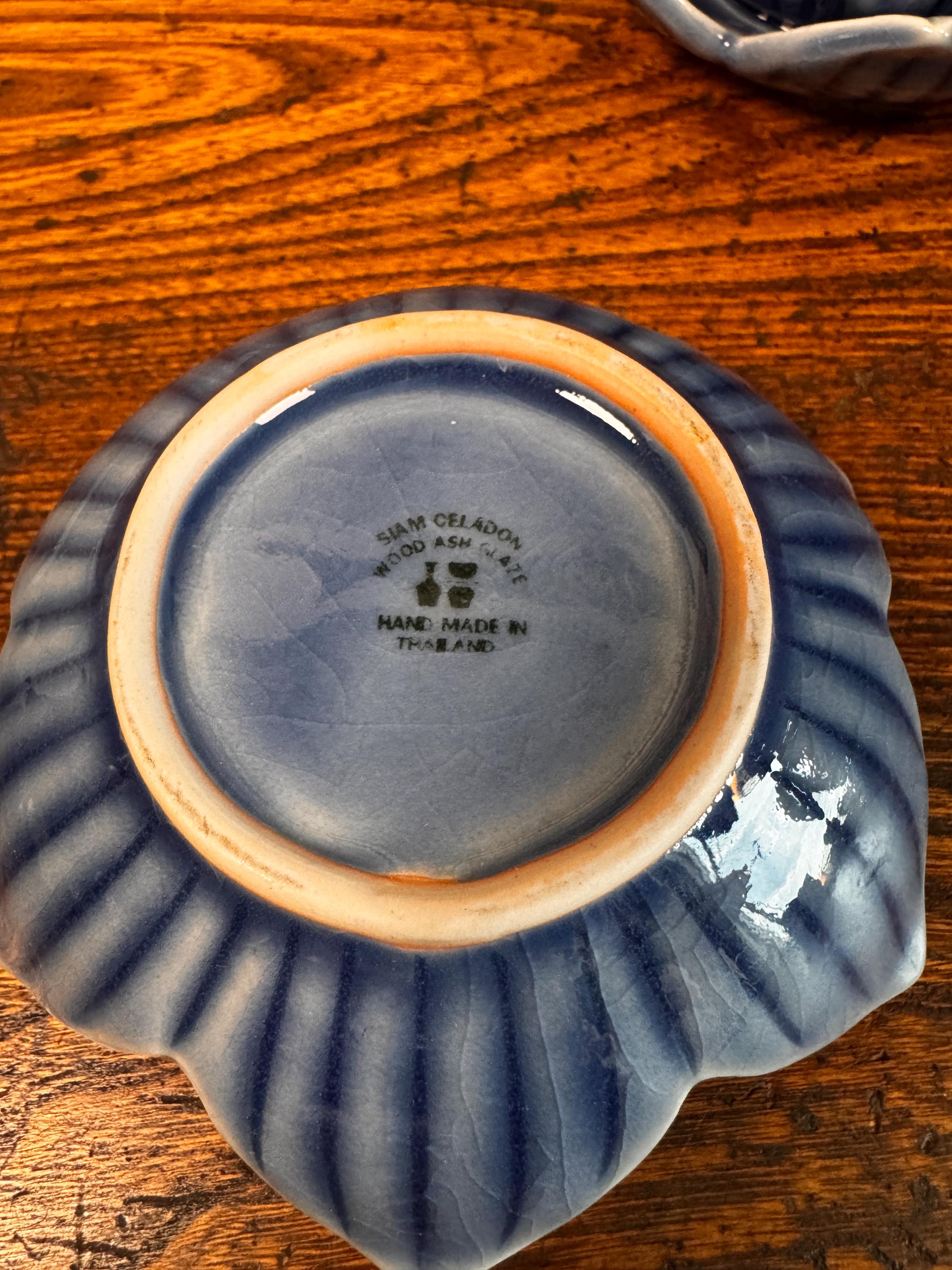 Blue Ceramic Lotus Flower Candle Holders by Siam Celadon