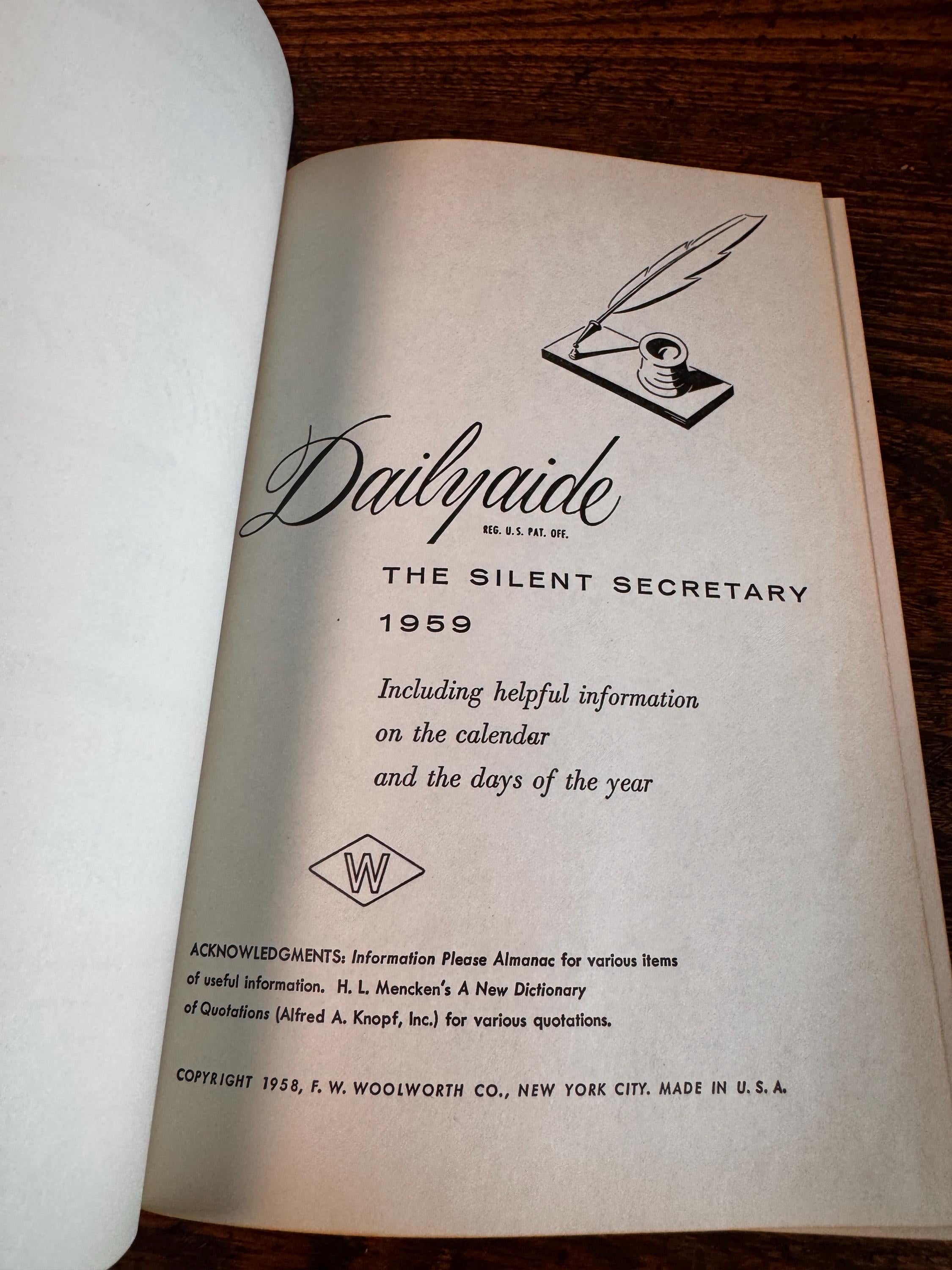 Dailyguide The Silent Secretary 1959 Diary - Oklahoma Woman's Handwritten Entries