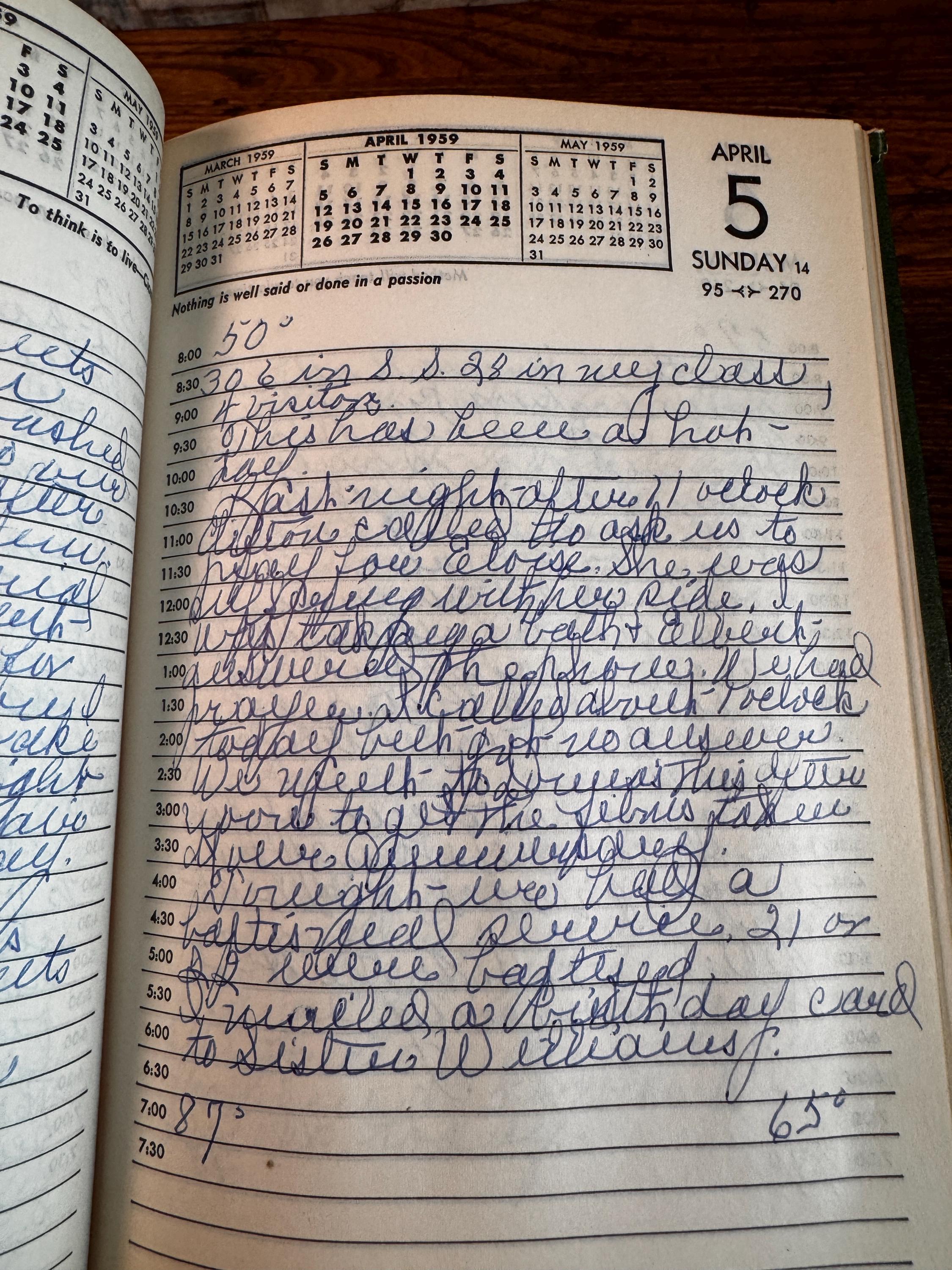 Dailyguide The Silent Secretary 1959 Diary - Oklahoma Woman's Handwritten Entries