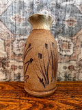 Handcrafted Stoneware Vase with Wheat Motif