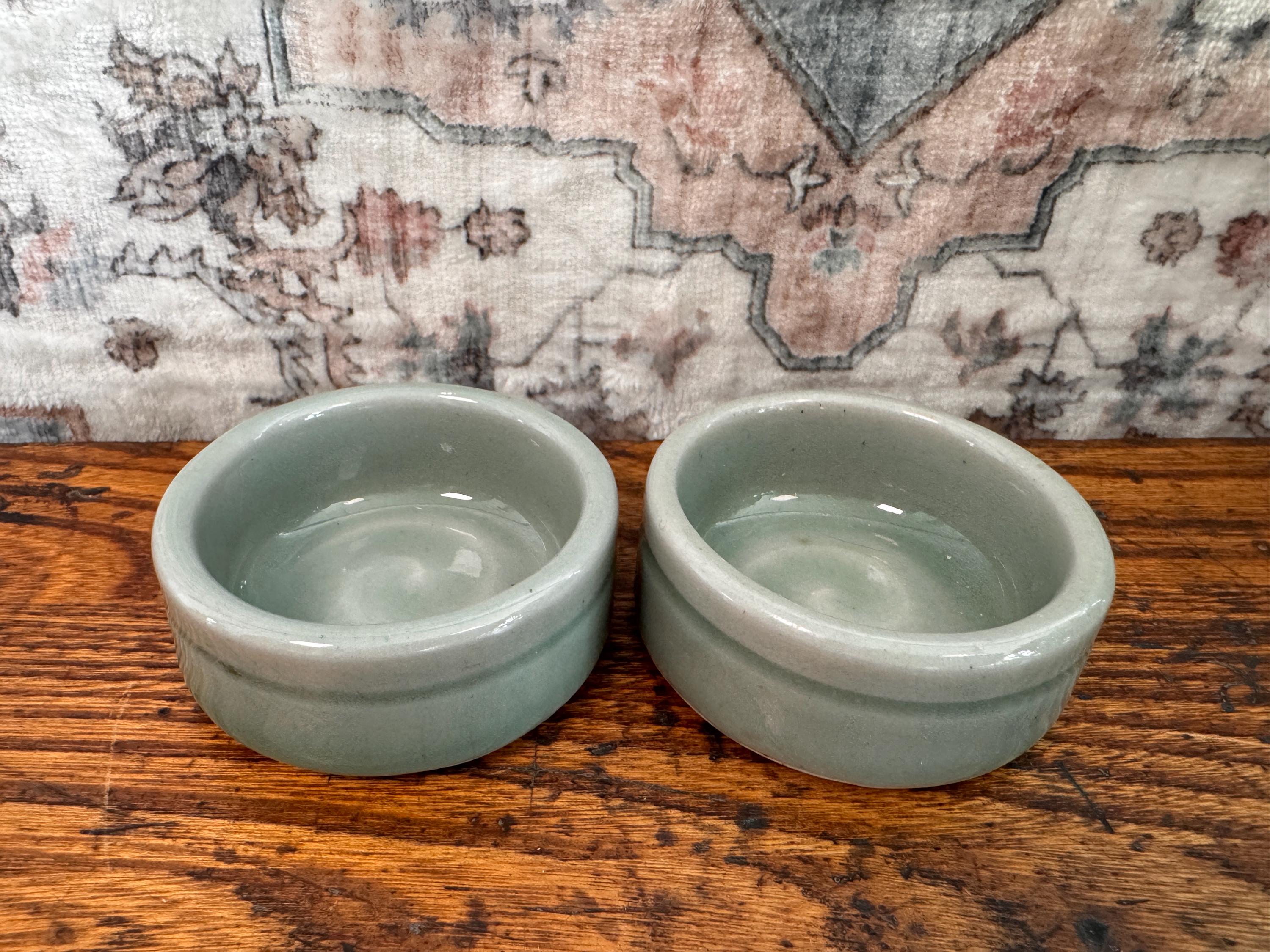 Pair of Small Celadon Ceramic Bowls