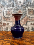 Small Blue and Pink Glazed Ceramic Vase