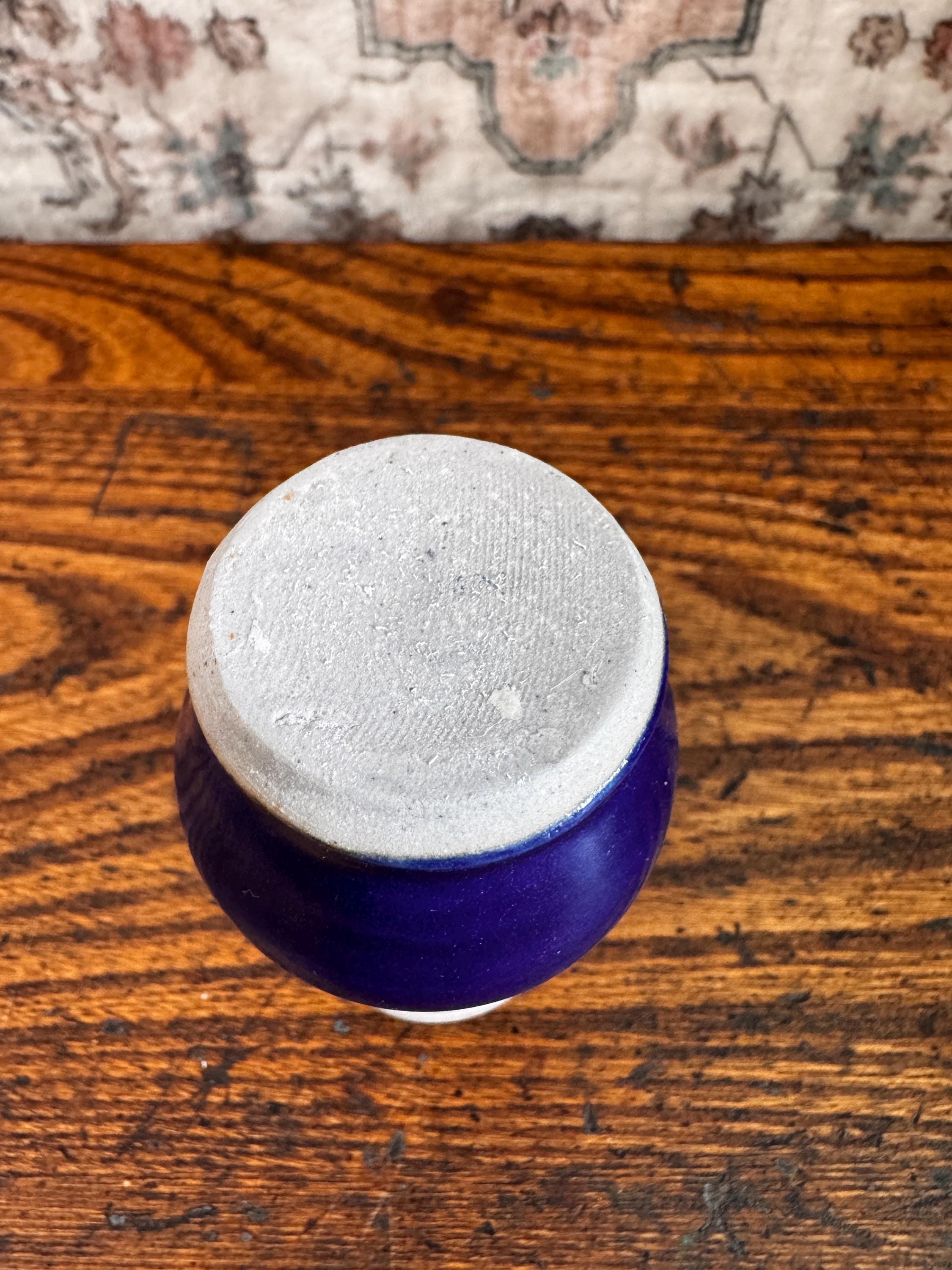 Small Blue and Pink Glazed Ceramic Vase