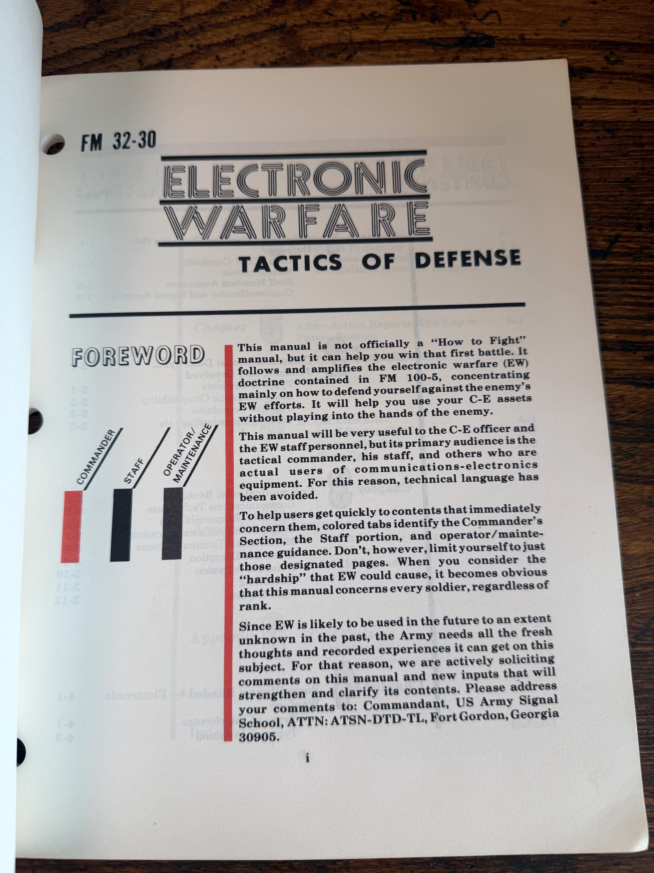 Electronic Warfare Tactics of Defense Field Manual FM 32-30