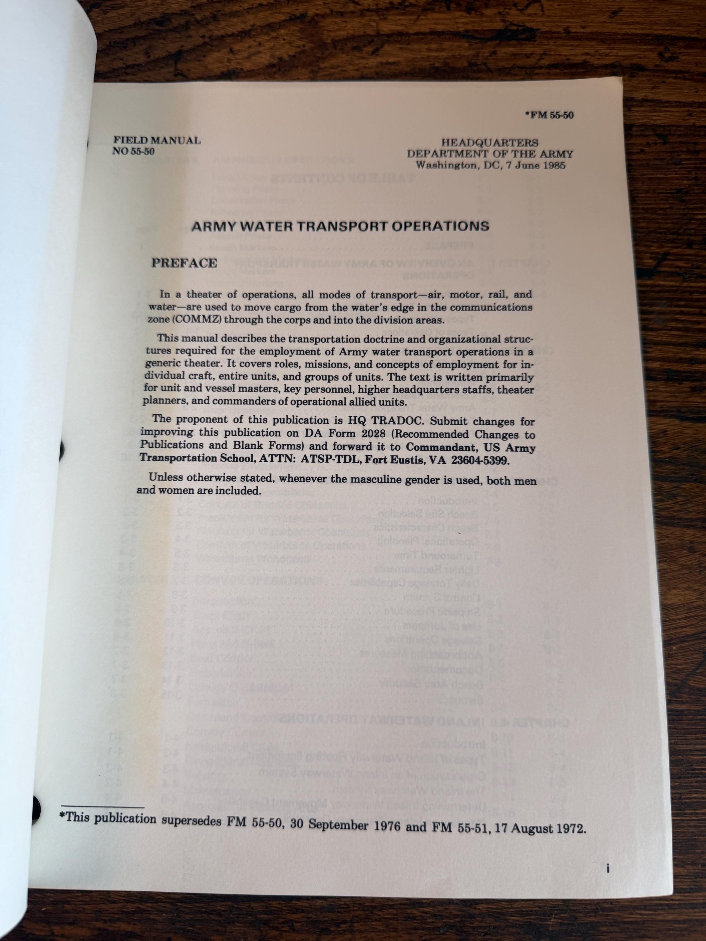 Army Water Transport Operations by Department of the Army | 1985 Field Manual