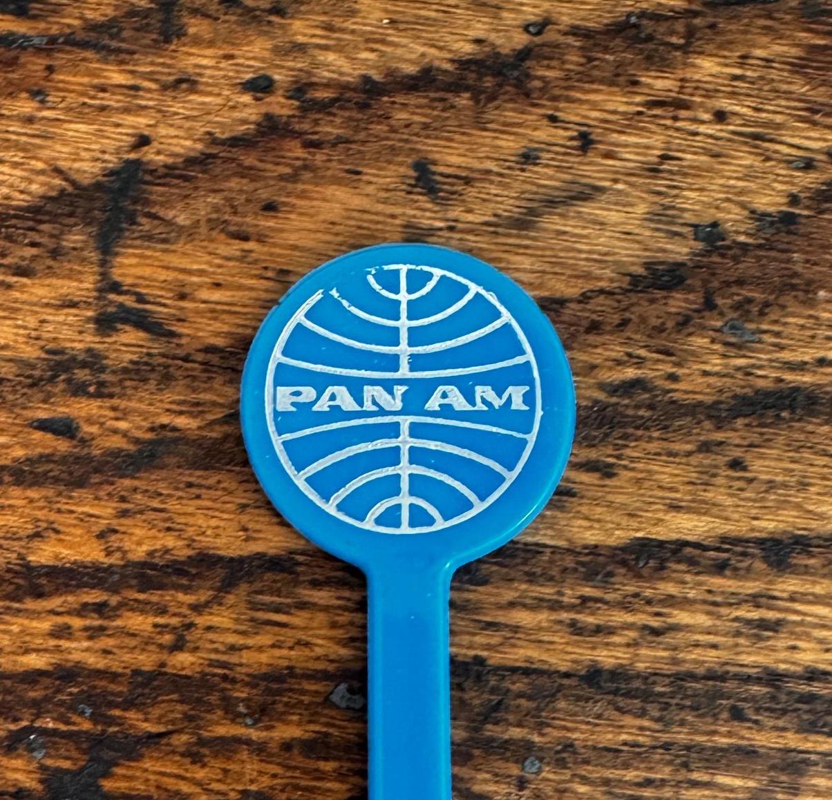 Pan Am Blue Plastic Drink Stir Stick