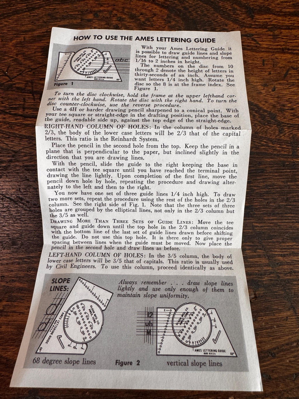 Vintage Ames Lettering Guide by Olson Mfg. Co. Drafting Tool