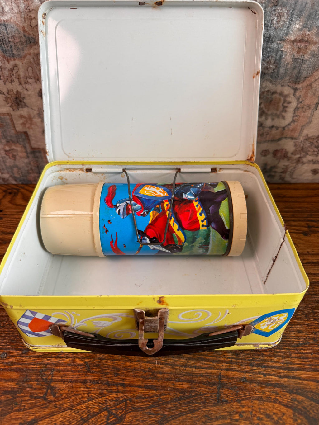Vintage Metal Lunchbox with Knight and Castle Artwork