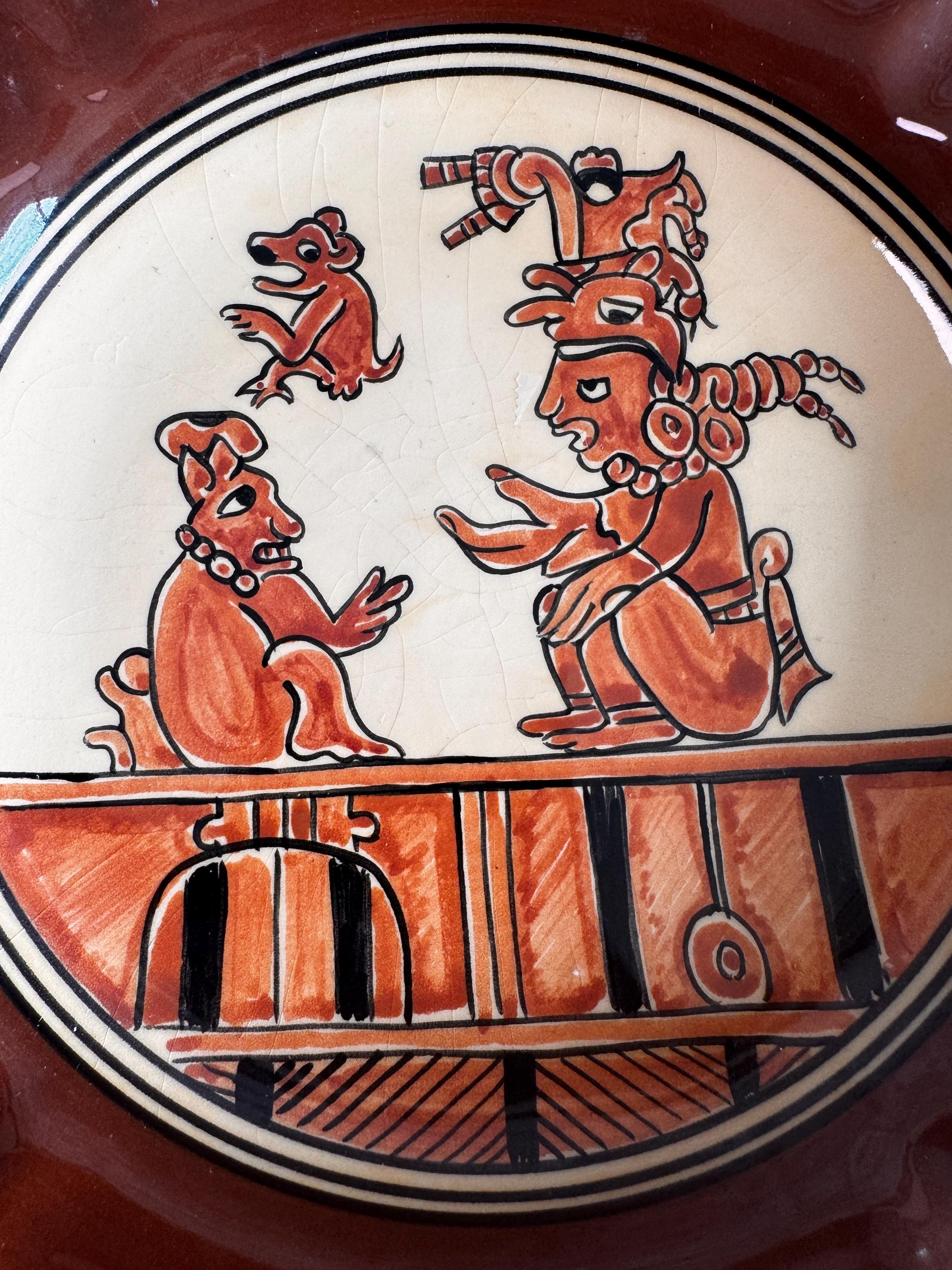 Ixbalanque Decorative Ceramic Plate with Mayan Motif
