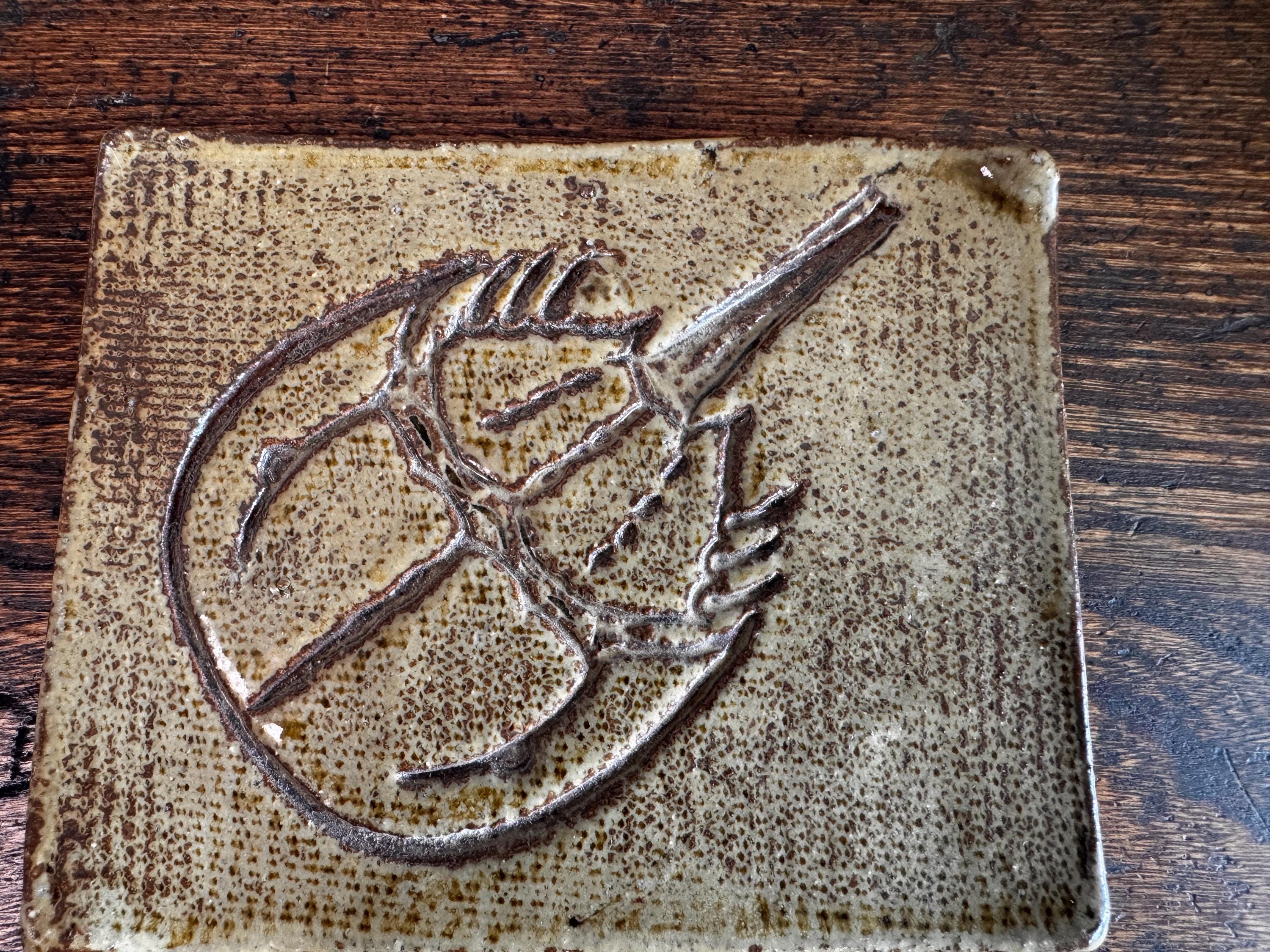 Ceramic Wall Plaque with Horseshoe Crab Design