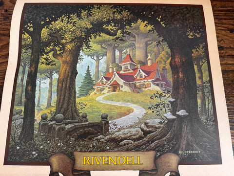 Rivendell Fantasy Art Print by Hildebrandt | 1977 Calendar Page
