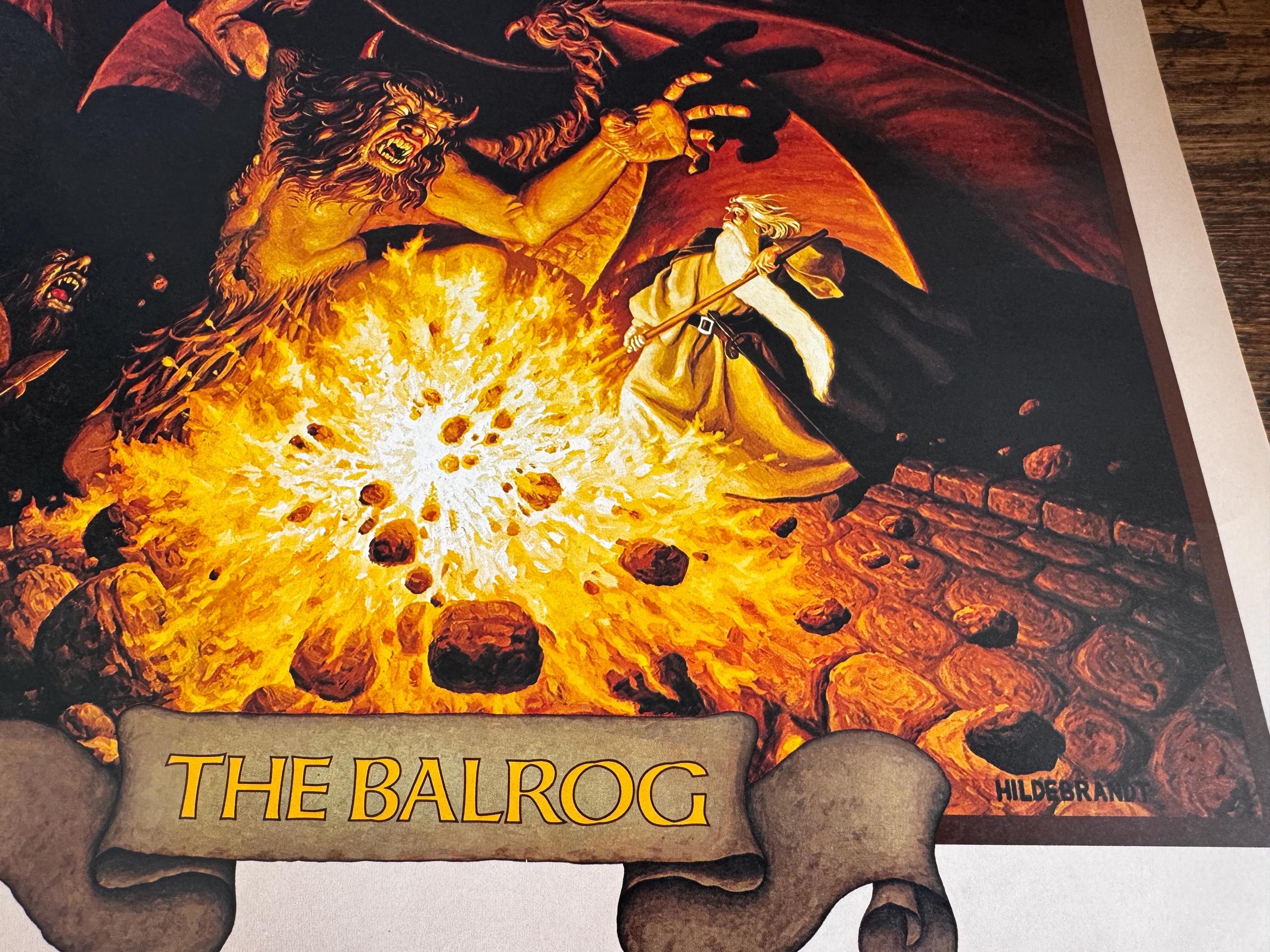 The Balrog Fantasy Art Print by Hildebrandt | 1977 Calendar Page