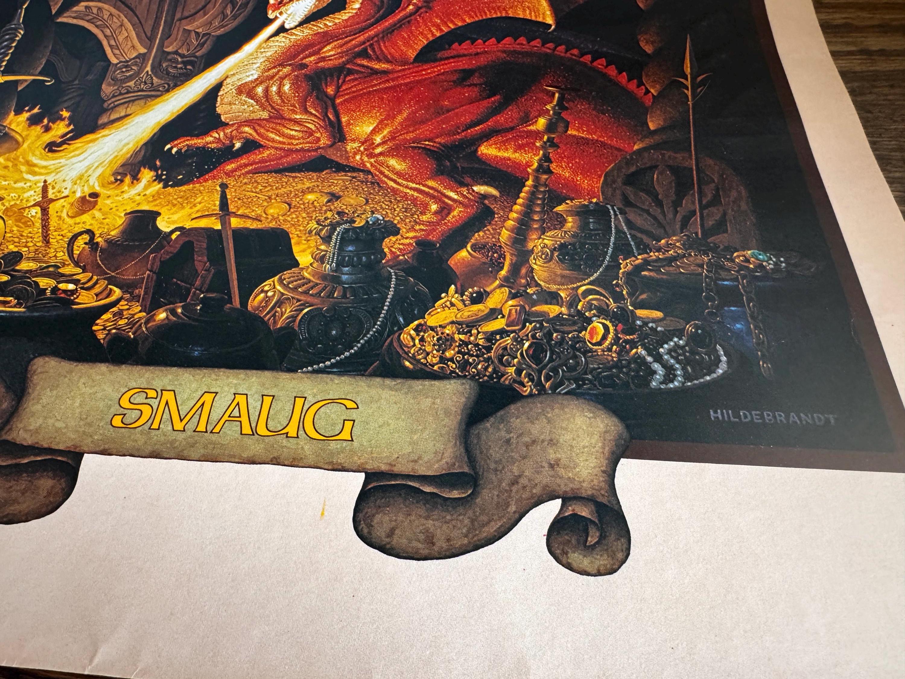 Smaug Fantasy Art Print by Hildebrandt | 1977 Calendar Page