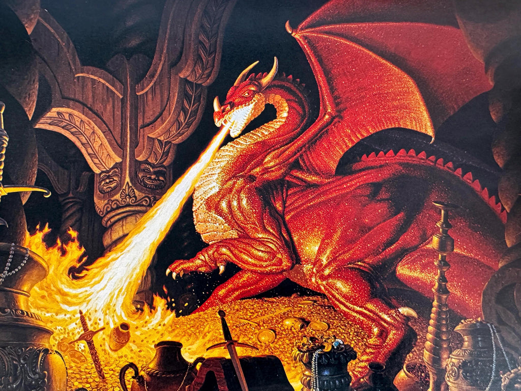 Smaug Fantasy Art Print by Hildebrandt | 1977 Calendar Page
