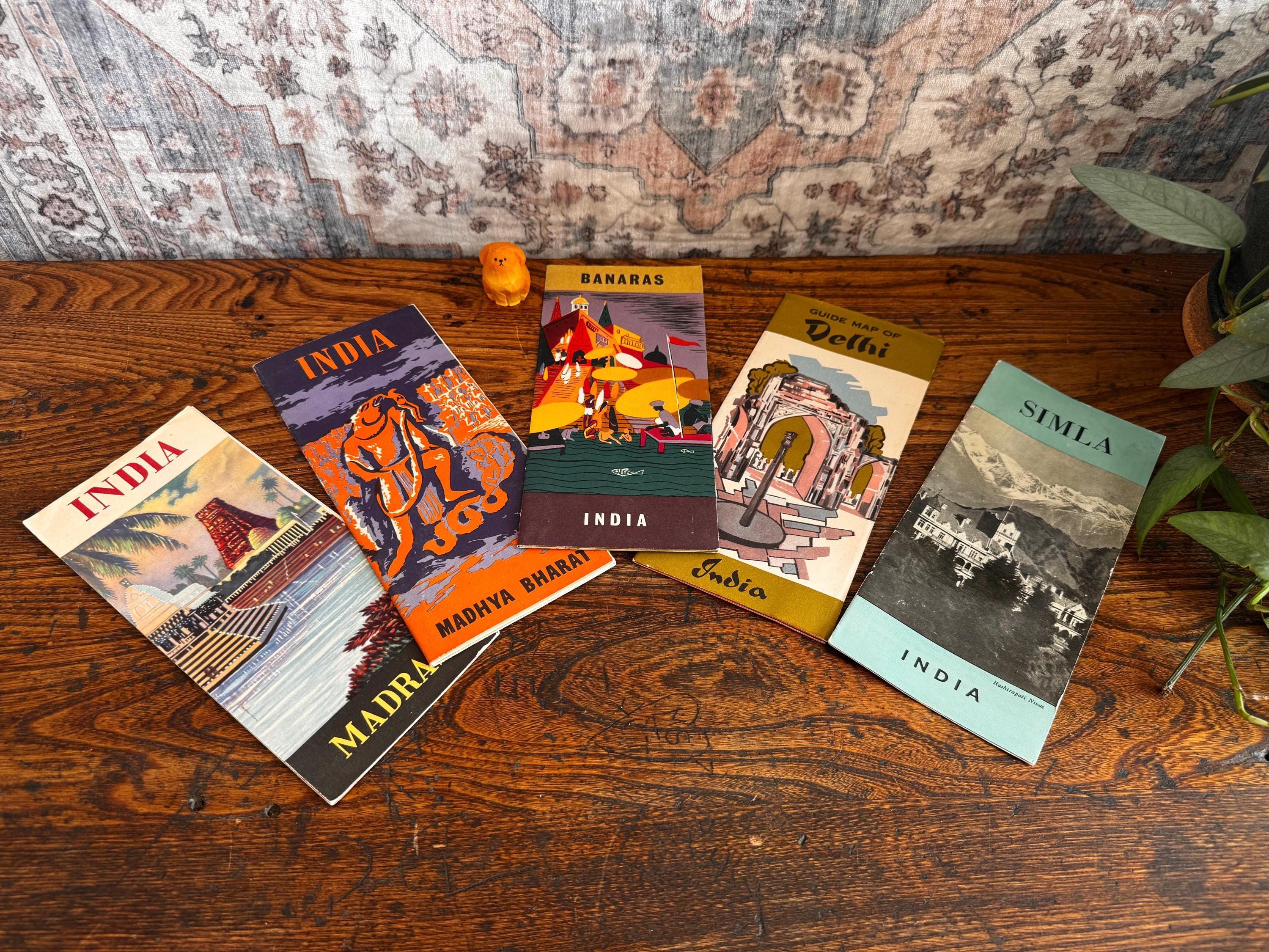 Lot of 5 Vintage Indian Travel Brochures and Maps