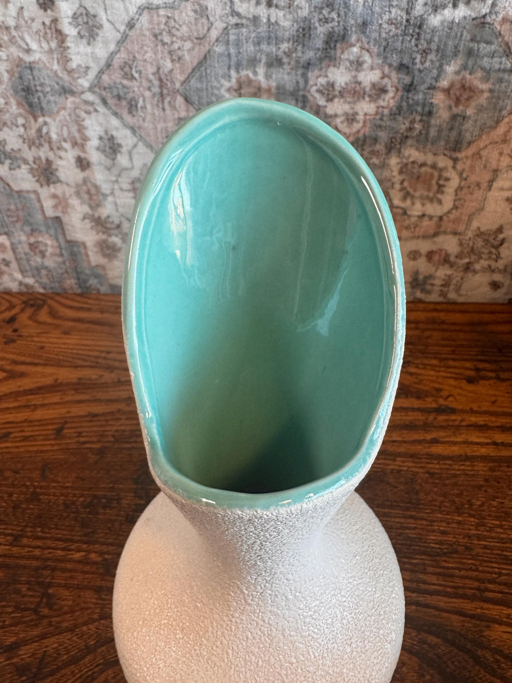 Royal Haeger 1960s Turquoise and White Textured Vase